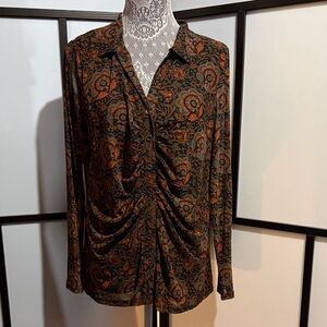 Jane and Delancey Paisley Button-Up Blouse